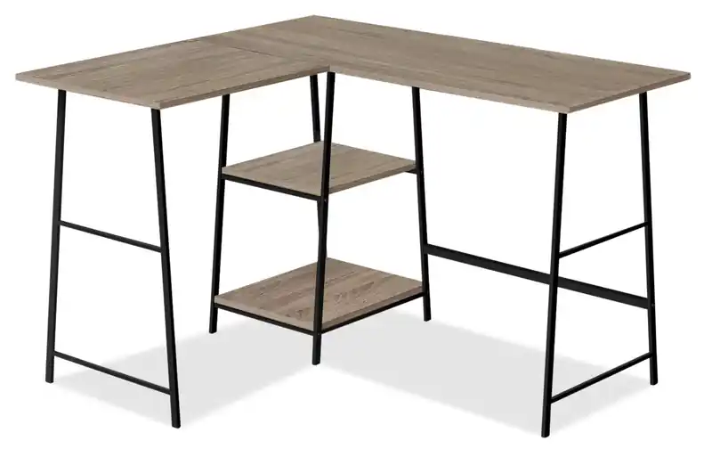 47.25 L-shaped Office Desk with open Shelves