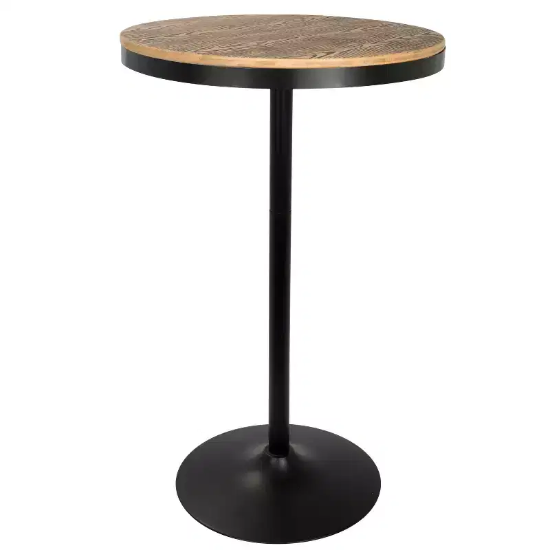 Industrial Adjustable Bar Height Table - Bamboo Top, Black Metal Base