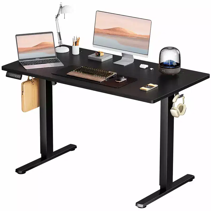 Ergonomic Height Adjustable Electric Standing Desk with T-Shaped Metal Frame and Memory Presets Modern Computer Workstation47.20x23.60x 46.40-Black