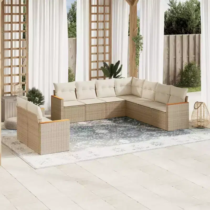 vidaXL Spacious Modular Outdoor Sofa Set with Removable Cushions