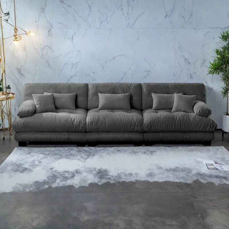 133.8   4-Seat Sofa with Round Bolster Armrests, Deep Seat Cushions for Living Room