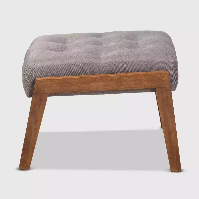 Naeva Upholstered Wood Footstool Gray/Brown - Baxton Studio