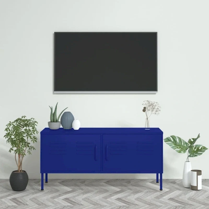 vidaXL TV Stand TV Unit Sideboard Home TV Console Media Unit Cupboard Steel - 41.3 x 13.8 x 19.7