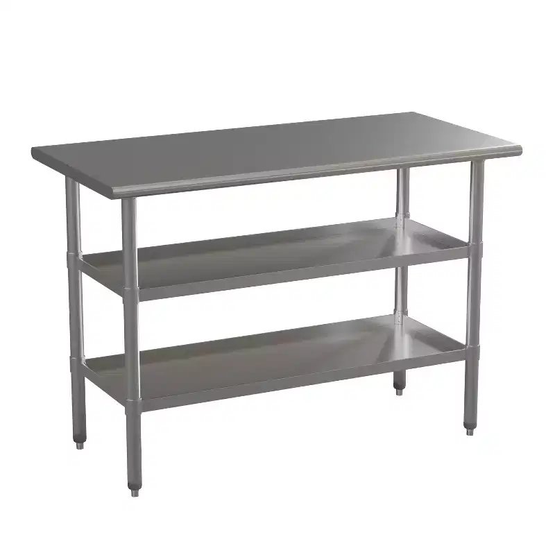 NSF Certified Stainless Steel 18 Gauge Work Table with 2 Undershelves