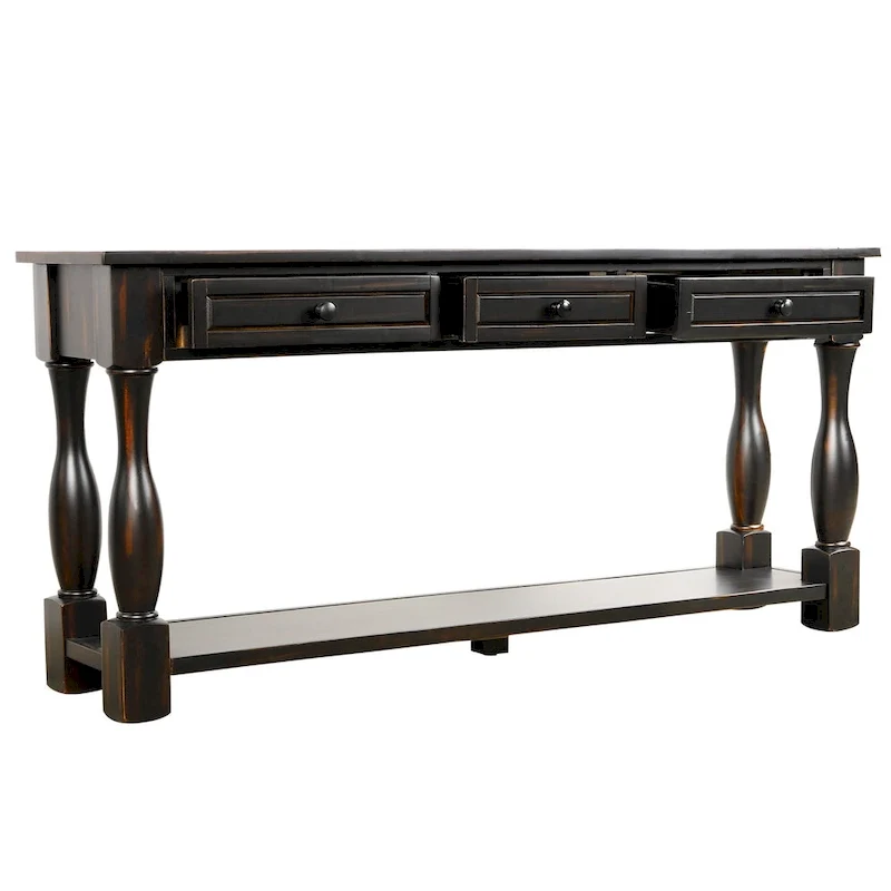Nestfair 64 in. W Console Table with Drawers and Shelf