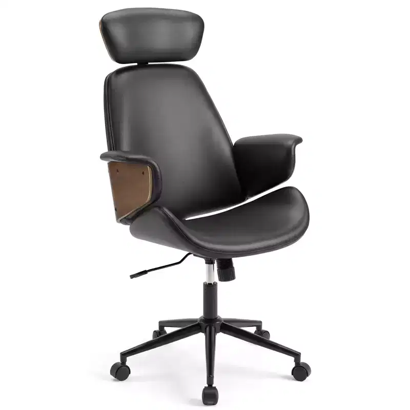 Costway Ergonomic Office Chair with Headrest, Adjustable Height, Faux Leather & Metal Base