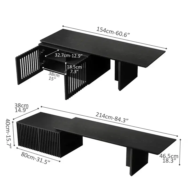JVNOXK 60.6-84.3''Extendable TV Media Console for Up to 55 Inch, Modern TV Stand, Entertainment Center with Storage, for Living Room,Bedroom,Walnut
