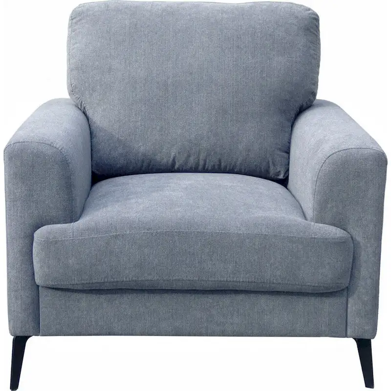 Jake 37 Inch Accent Sofa Armchair, Gray Chenille Foam Cushions, Metal Legs