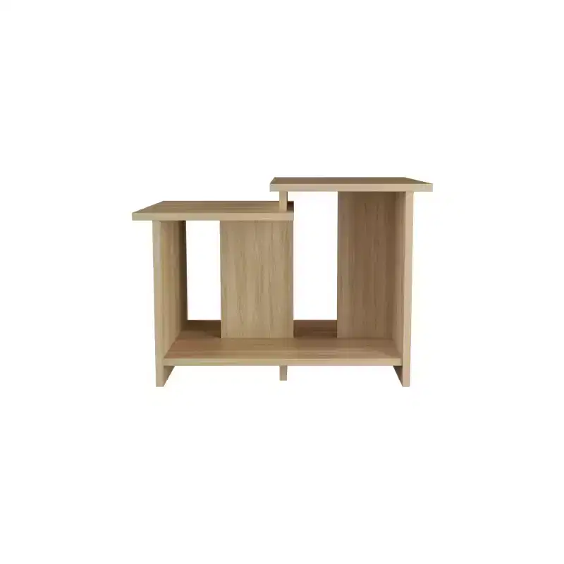 Coffee Table with Open Storage, Melamine Finish, Natural Oak