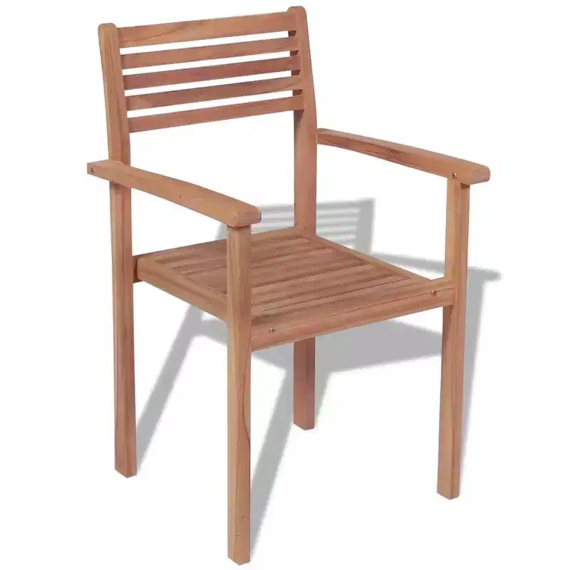 vidaXL Stackable Chair Set of 2 Warm natural wood Solid teak wood Medium
