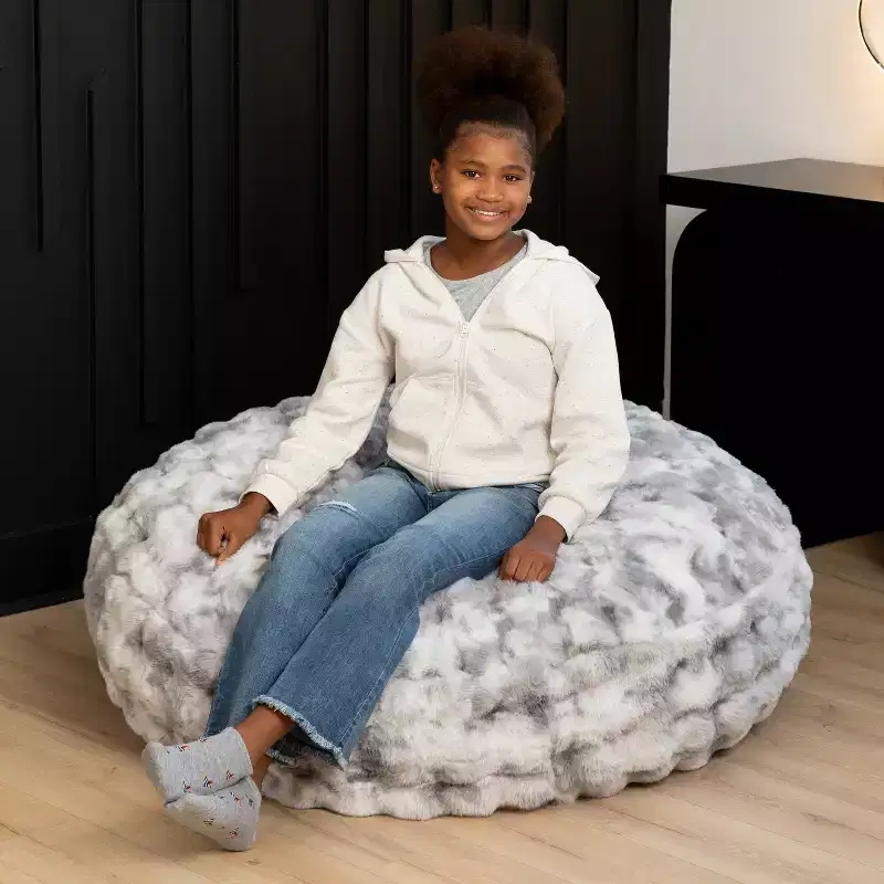 Raven-Symon Home Lil' Cuddler Cocoon Jr Kids Faux Fur Bean Bag Crash Pad & Lounger