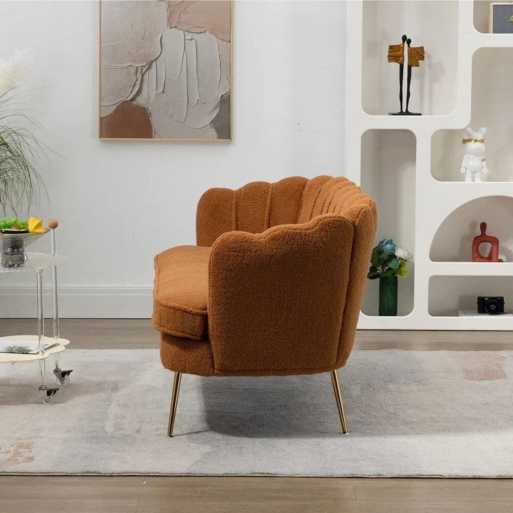 Small Mini Room Couch Two-Seater Sofa with Gold Metal Leg - 2 Seat