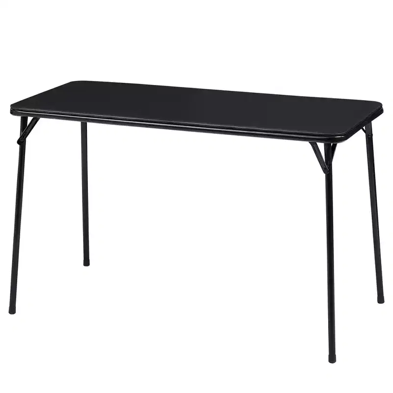 VECELO 4ft Plastic Folding Table with Hanging Bag Indoor Outdoor Heavy Duty Portable Table with Handle/Lock for Picnic Black