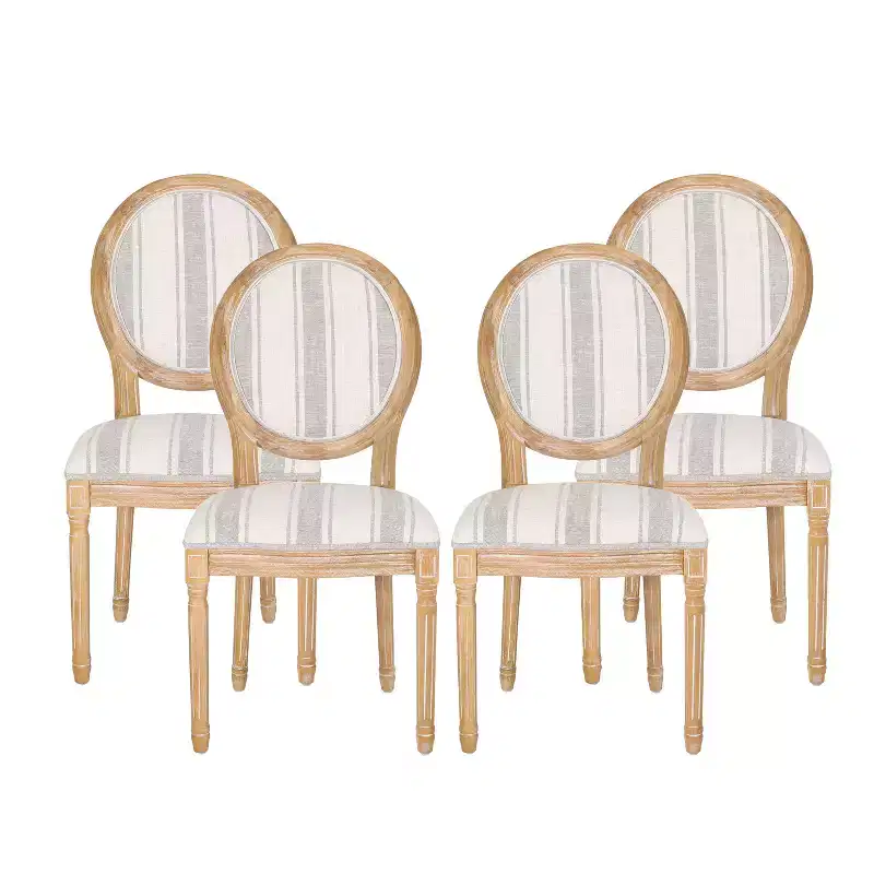 GDFStudio Newman Traditional Upholstered Rubberwood Dining Chairs (Set of 4)
