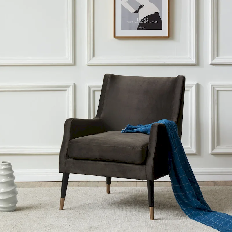 SAFAVIEH Couture Anjanette Velvet Arm Chair - 28 W x 29.9 D x 35.4 H - 28Wx30Dx35H