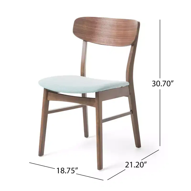 Christopher Knight Home Lucious Modern Upholstered Dining Chairs (Set of 2), Mint/Walnut