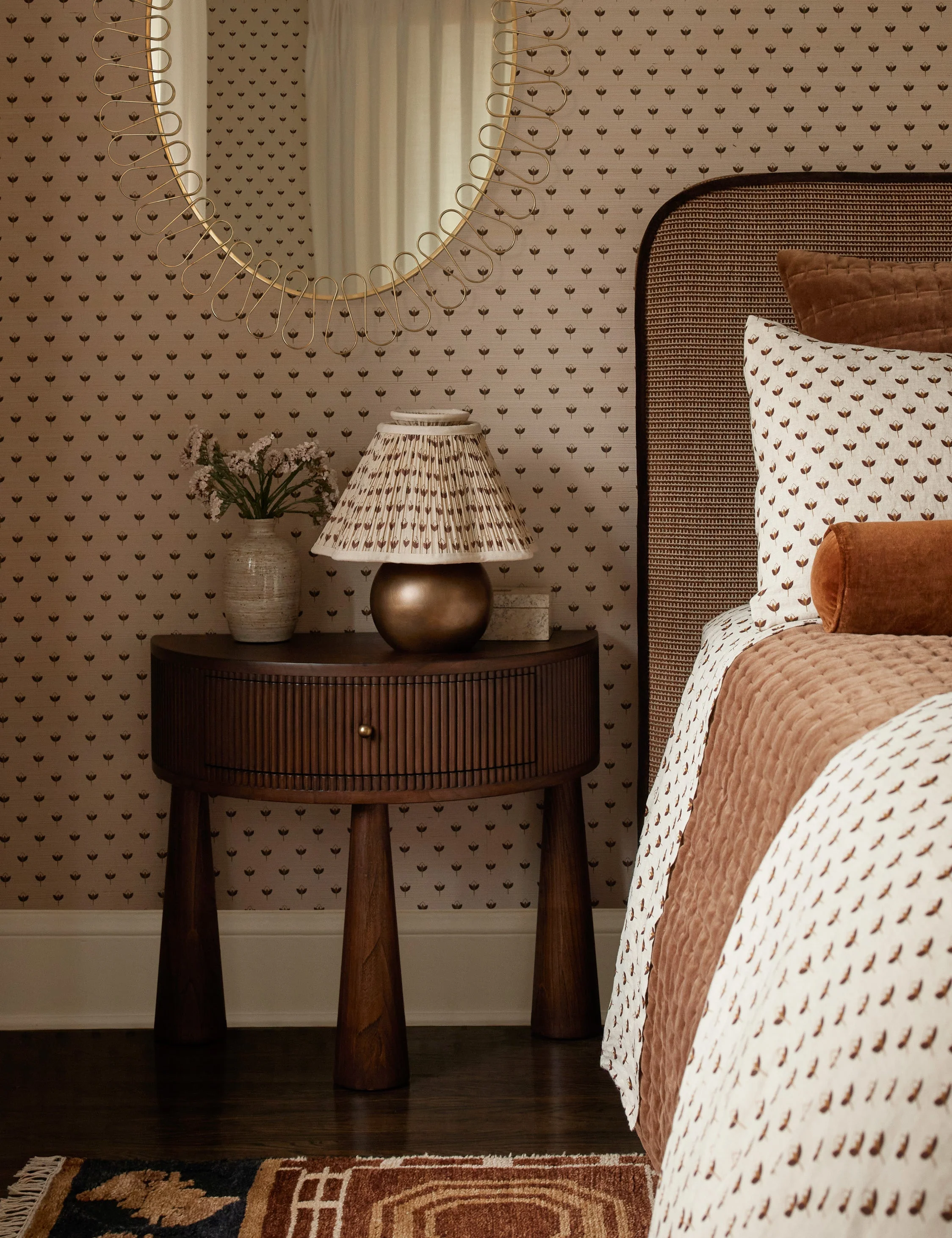 Nightstand Natural grain texture takes a sculptural turn in our nightstand. The modern silhouette is defined by its chunky tapered legs and