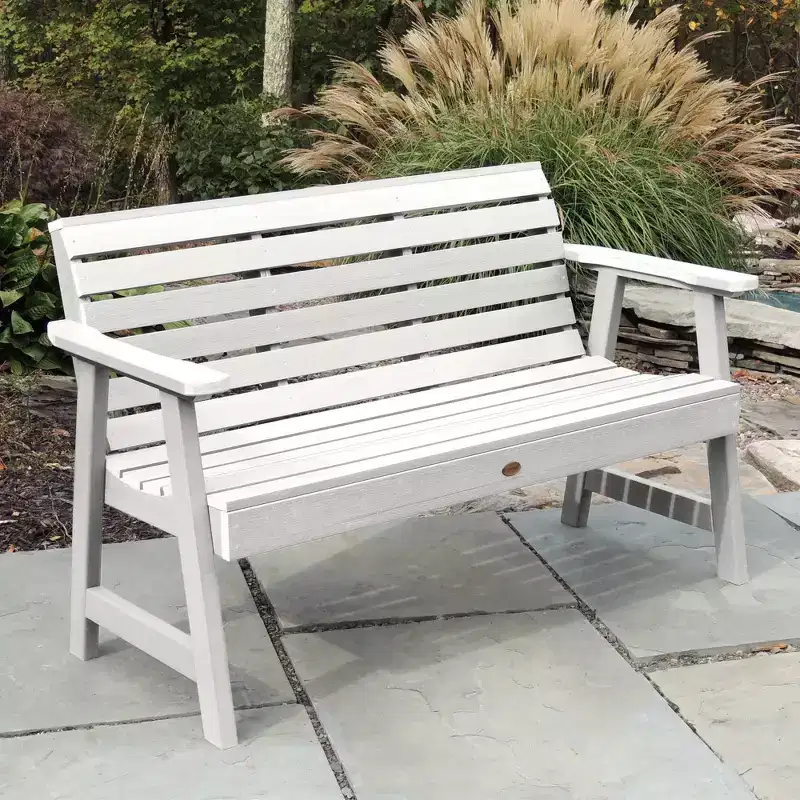 5' Weatherly Garden Bench White - highwood: Durable Outdoor Seating, Fade-Resistant