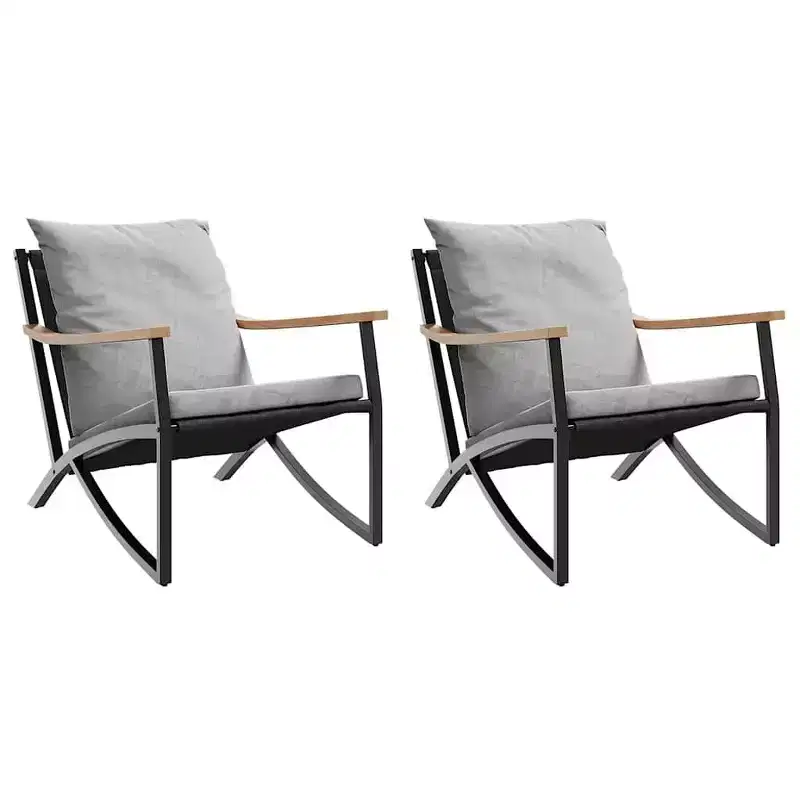 vidaXL Patio Chairs with Cushions Outdoor Garden Furniture Black Steel