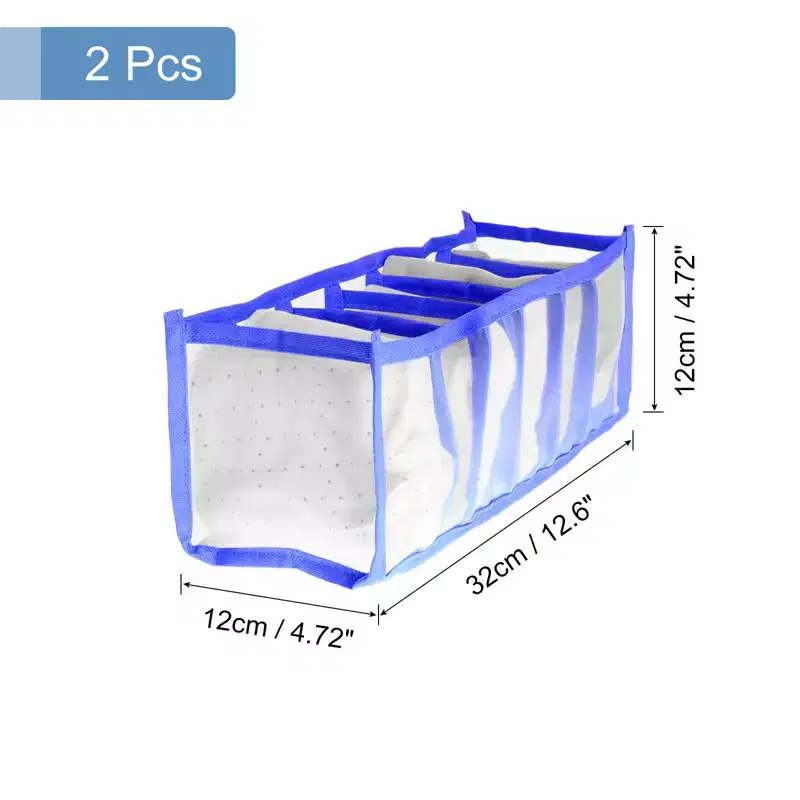 Nylon Mesh 7-Grid Wardrobe Clothes Organizer, 2-Pack