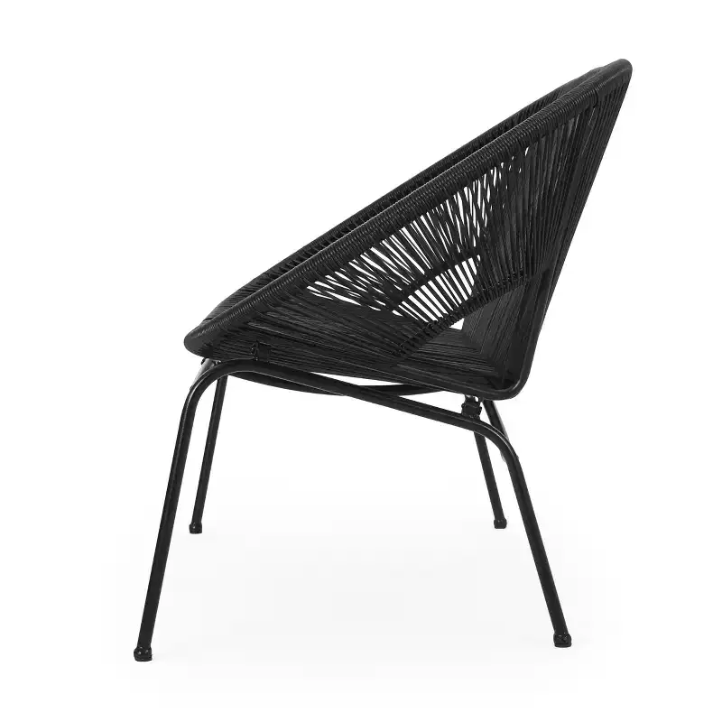 TUYOHW PP Rattan Patio Loveseat,Sturdy Iron 2-Seater Accent Chair,Modern Outdoor Lounge Chair for Porch,Backyard & Garden,Patio Furniture Seating