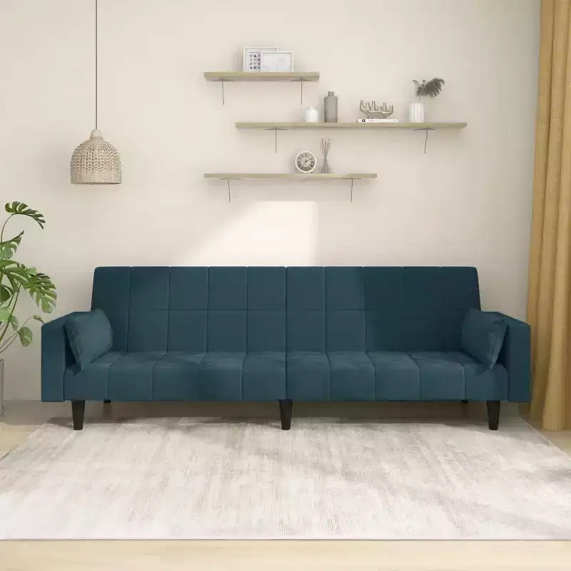 2-Seater Sofa Bed with Two Pillows