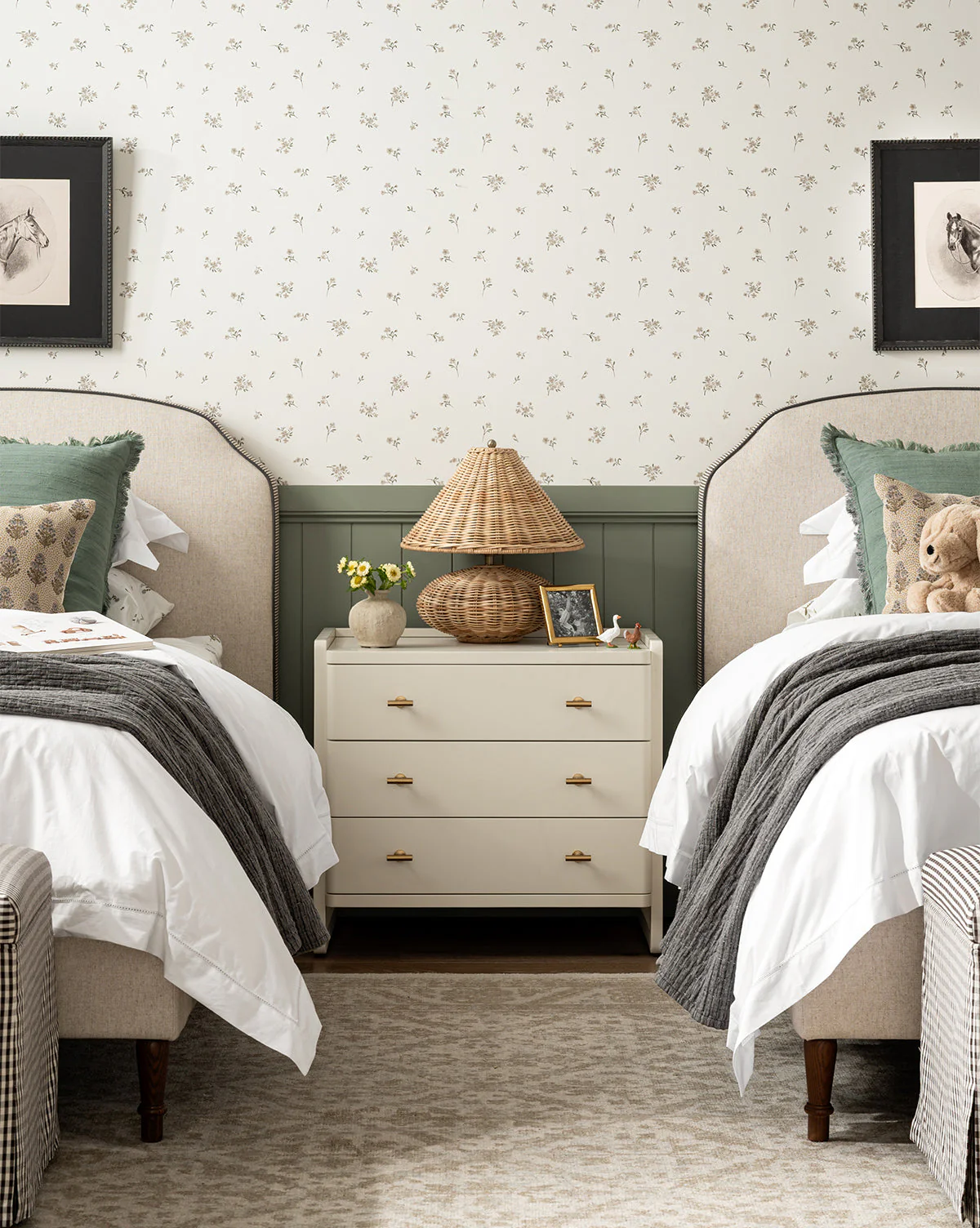 Classic Painted Nightstand with Brass Hardware for Bedroom