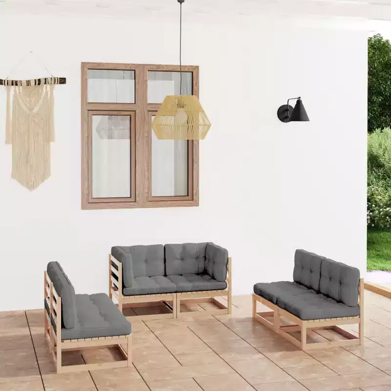 vidaXL Patio Lounge Set Outdoor Sofas with Cushions Poly Rattan Dark Grey