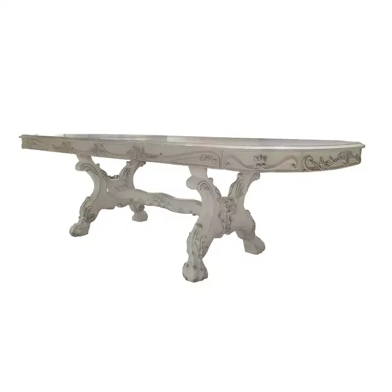 Large Rectangular Dining Table, Bone White Finish, Seats 8
