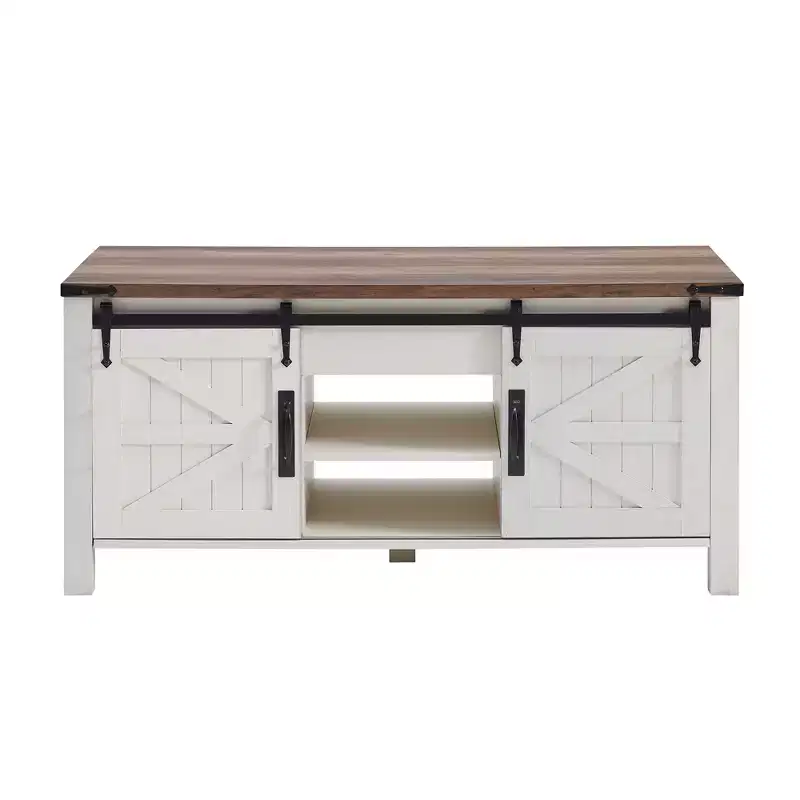 SinCiDo 48 Farmhouse Lift Top Coffee Table with Sliding Barn Door & Adjustable Shelf