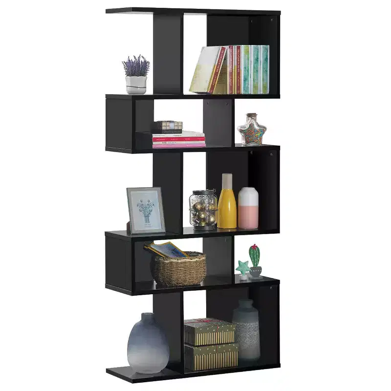 5-Cube Freestanding Corner Ladder Bookshelf – Display Rack & Bookcase