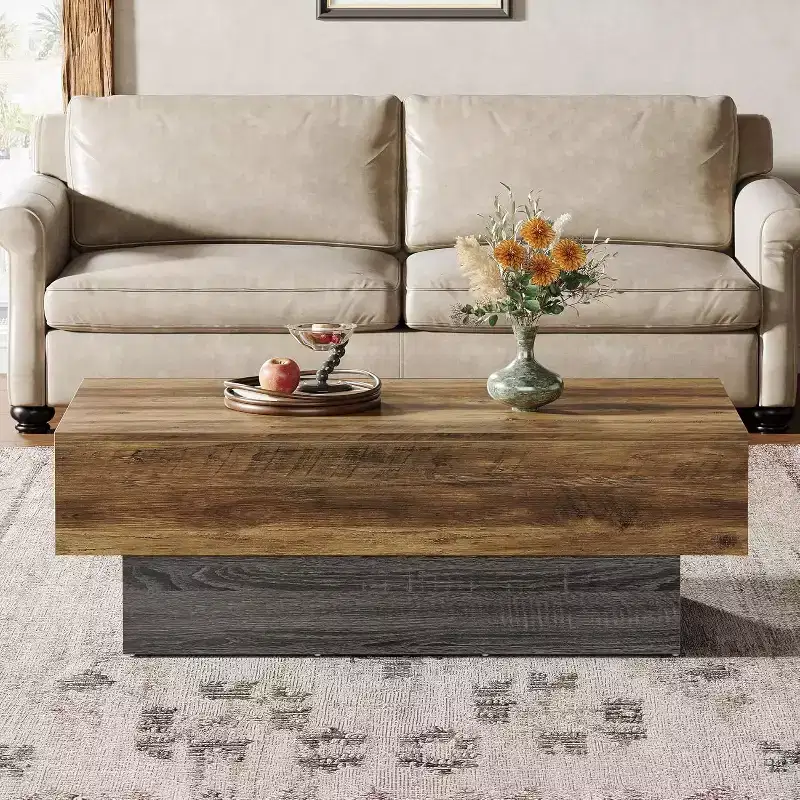 55-Inch Farmhouse Wood Coffee Table for Living Room, Office Reception Area