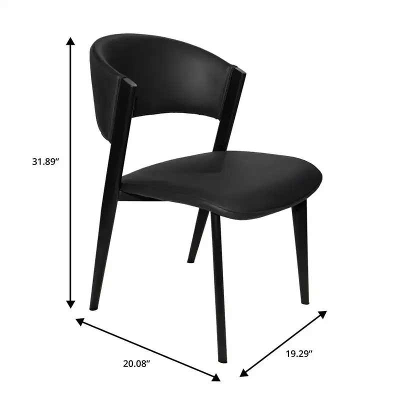 LeisureMod Aspen Series Upholstered Dining Chair in Leather Seats with Black Iron Frame and Legs, Modern Kitchen, Dining Room, Cafe Seating