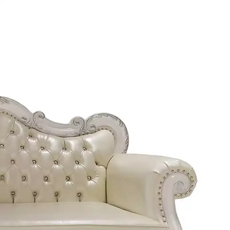 85.5" Dresden Sofa Leather Aire & Bone White Finish - Acme Furniture: Traditional Upholstered Tufted with Nailhead Trim