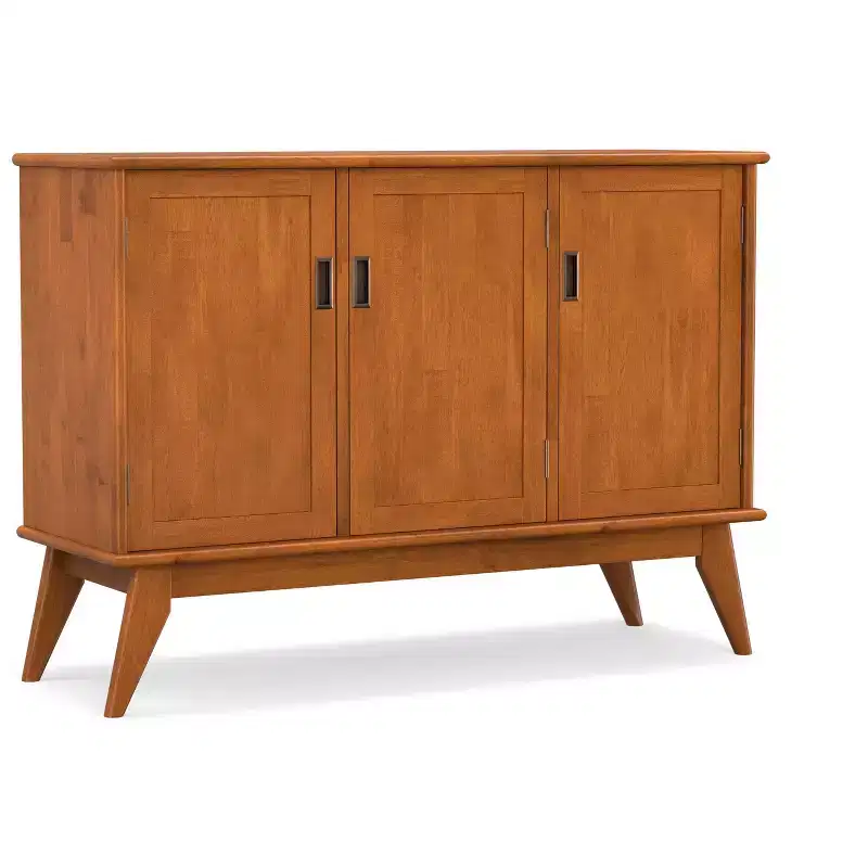 Tierney SOLID HARDWOOD 50 inch Wide Rectangle Mid Century Modern 3 Door Sideboard Buffet