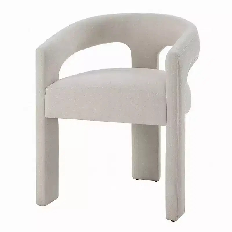 Royal Hampton Set of 2 Side Dining Chair, Rounded Back, Modern White Chenille