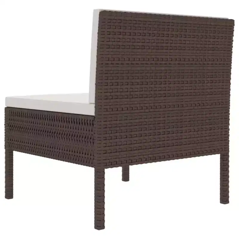 vidaXL Patio Chairs 3 Pcs Rattan Conversation Chair with Cushions Poly Rattan