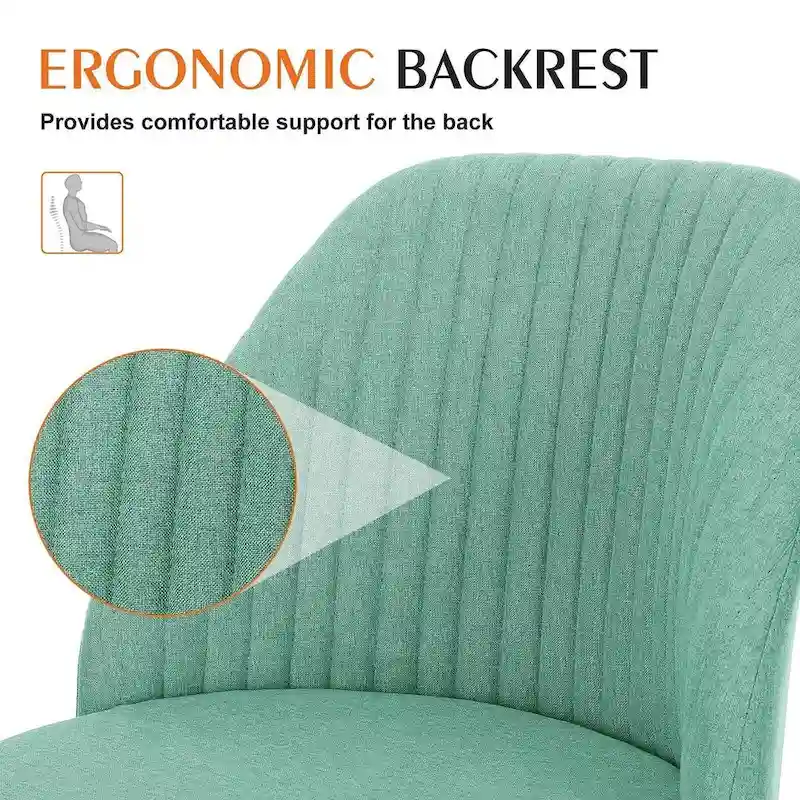 Office Chair with Wheels, Adjustable Height Fabric Upholstered Computer Desk Chair Swivel