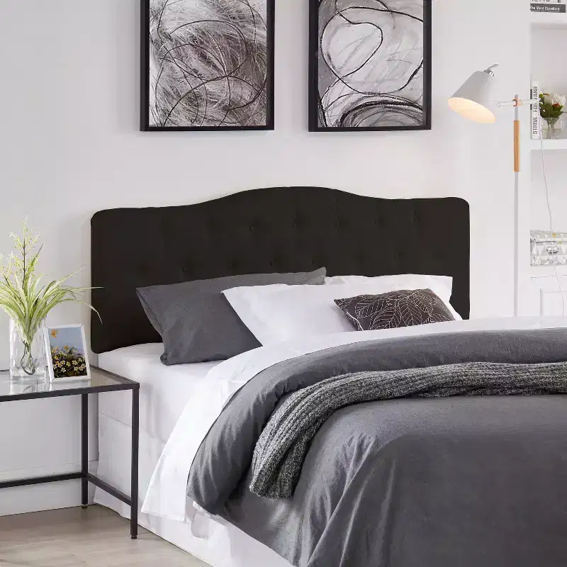 Queen Tufted Linen Upholstered Headboard with Adjustable Height, Wall or Bed Frame Mount