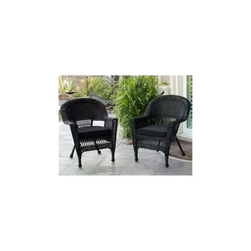 HomeStock Wicker Chair with Cushion - Set of 2