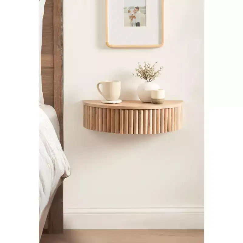 Kate and Laurel Reid Ribbed Floating Side Table, 20x11x6, Natural