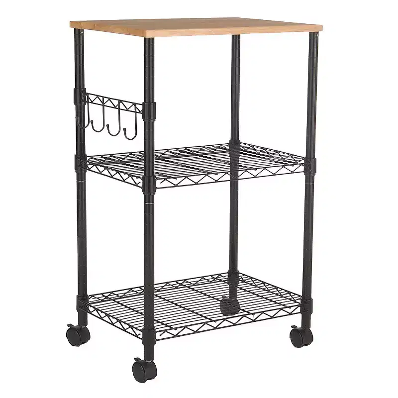 Microwave Cart with Utility Storage and Locking Wheels, 34