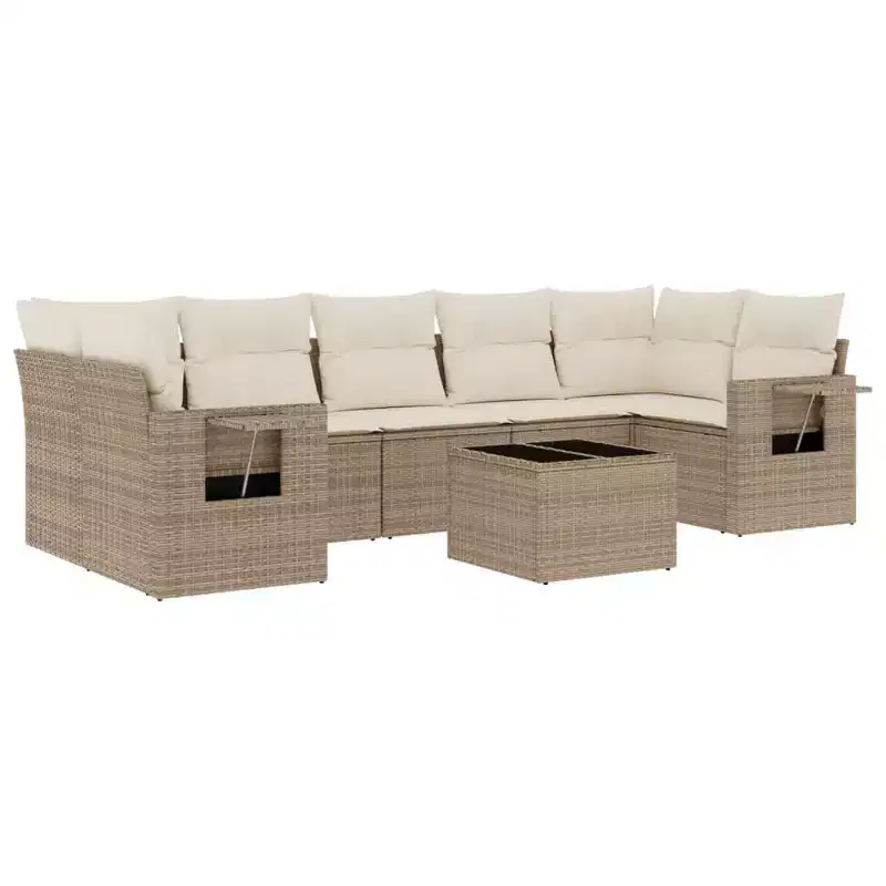 vidaXL 8 Piece Patio Sofa Set with Cushions Gray Poly Rattan