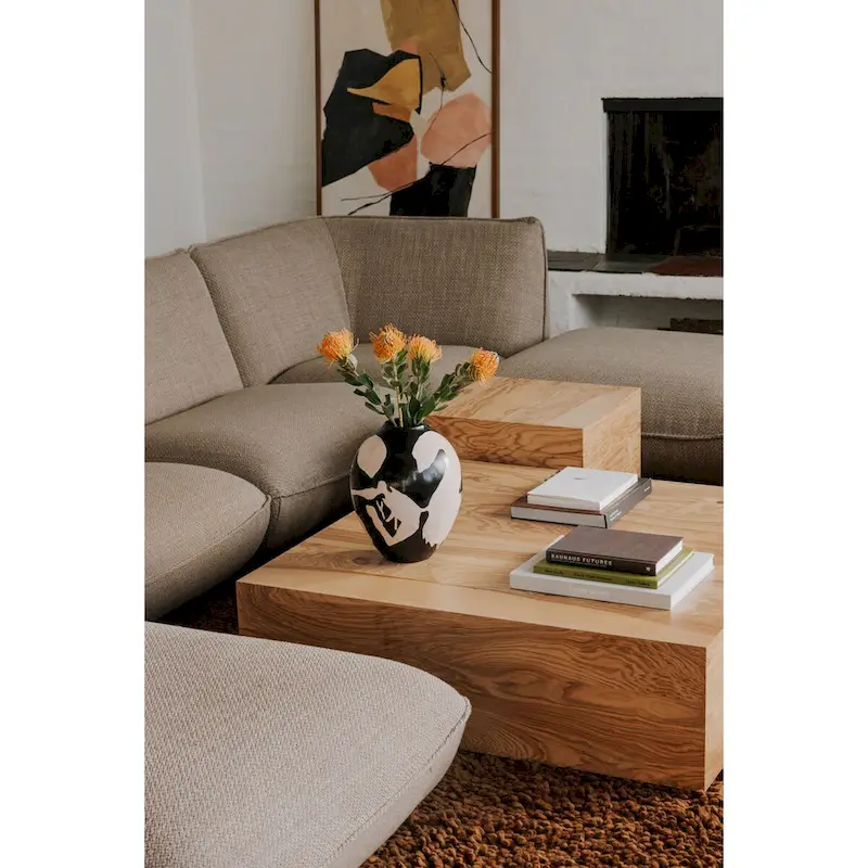 Modern Natural Burl Wood Veneer Side Table, 18