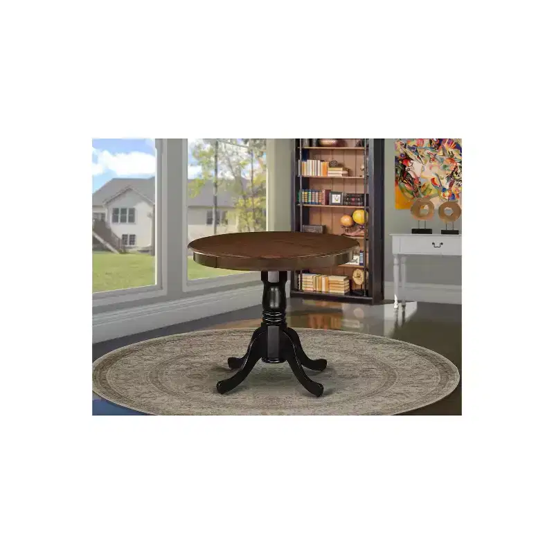 HomeStock Modern Round Table Table Top Surface and Asian Wood Dining Table Pedestal Legs