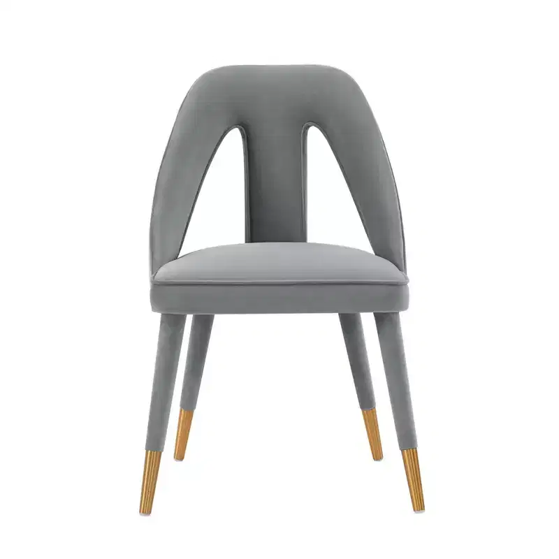 Modern Velvet Upholstered Armless Dining Chair with Elm Wood Legs