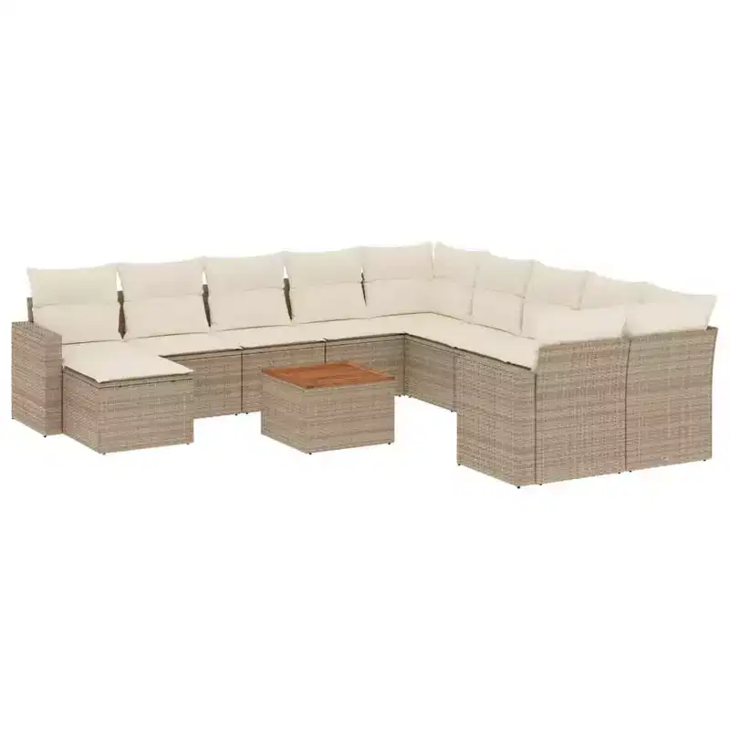 vidaXL Patio Sofa Set with Cushions Outdoor Furniture 12 Piece Poly Rattan