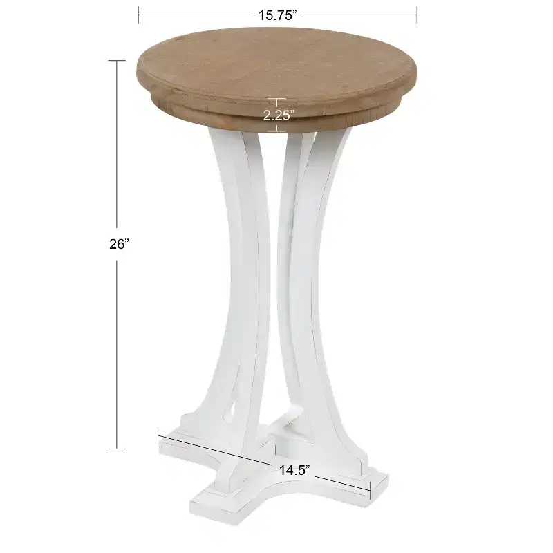 Kate and Laurel Linsley Round Wood Side Table, 16 Diameter, Rustic Brown