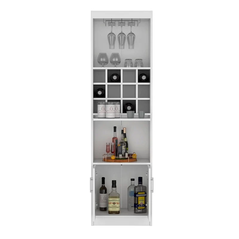 71-Inch 5-Tier Bar Cabinet with Wine Rack & Stemware Holder