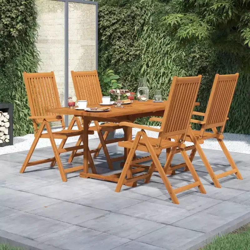 vidaXL Garden Dining Set Natural Wood Solid Acacia Wood 5 Piece Set
